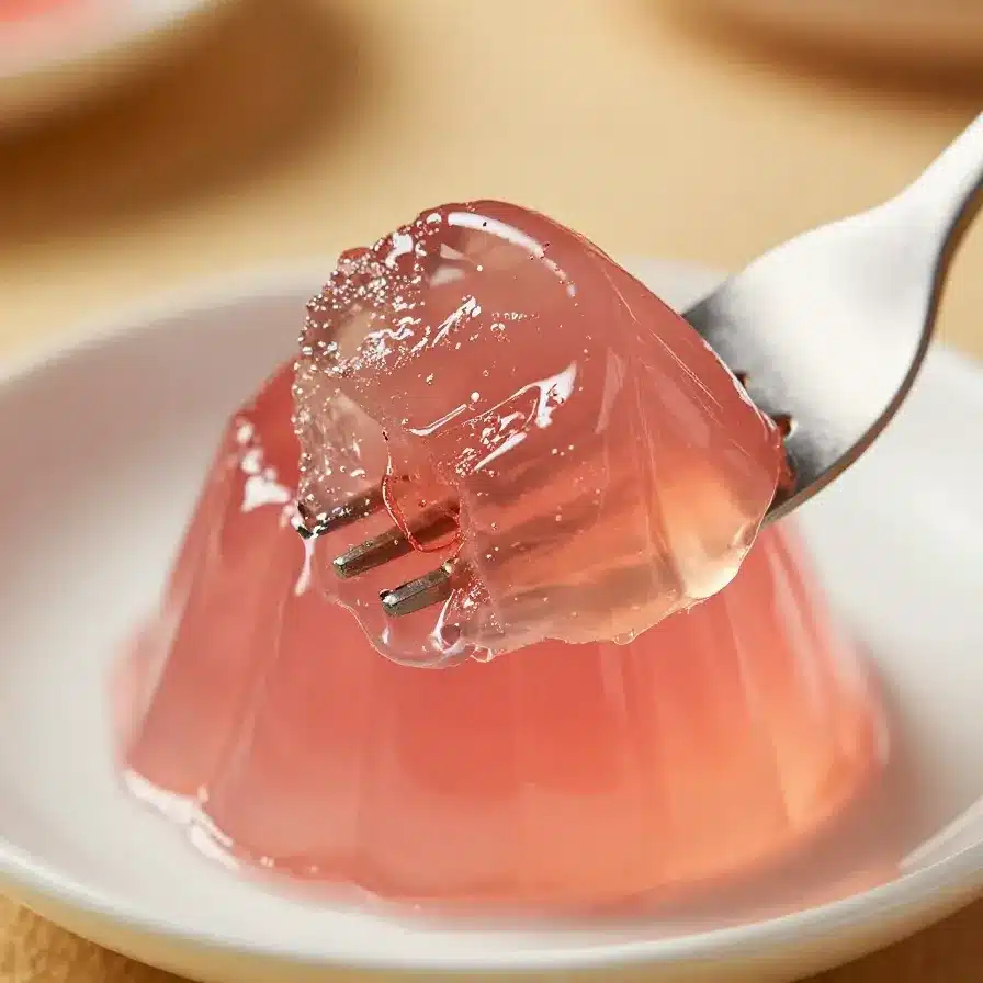 A bowl of pink gelatin made using Dr. Oz's 3-ingredient recipe.