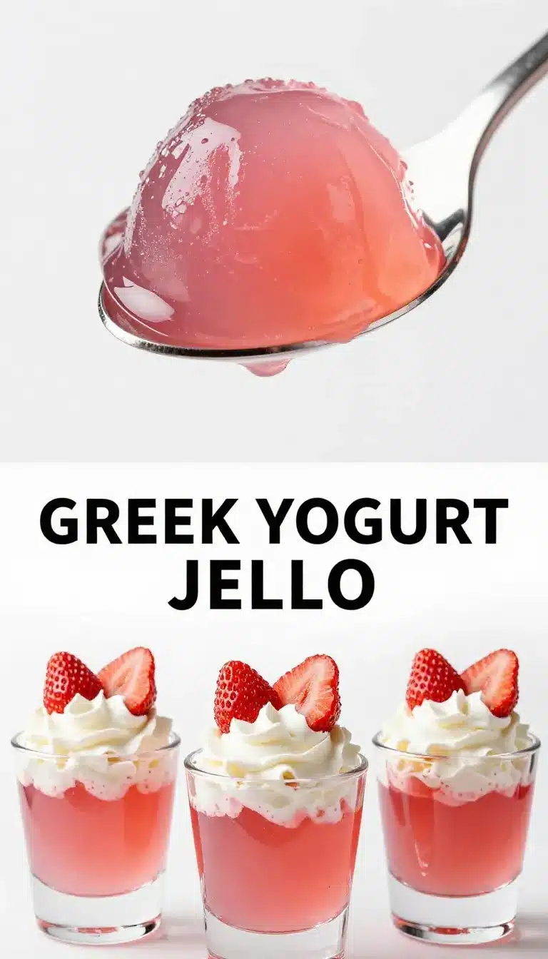 Greek Yogurt Jello Dessert 9 A colorful Greek yogurt jello dessert served in a glass bowl with fresh berries on top