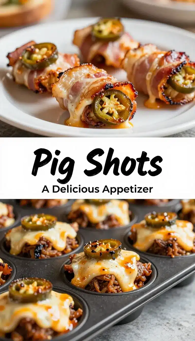 Bacon and Cheese Appetizers: Simple and Delicious Pig Shots Recipe 8 A platter of pig shots filled with cheese and topped with crispy bacon, garnished with green onions.