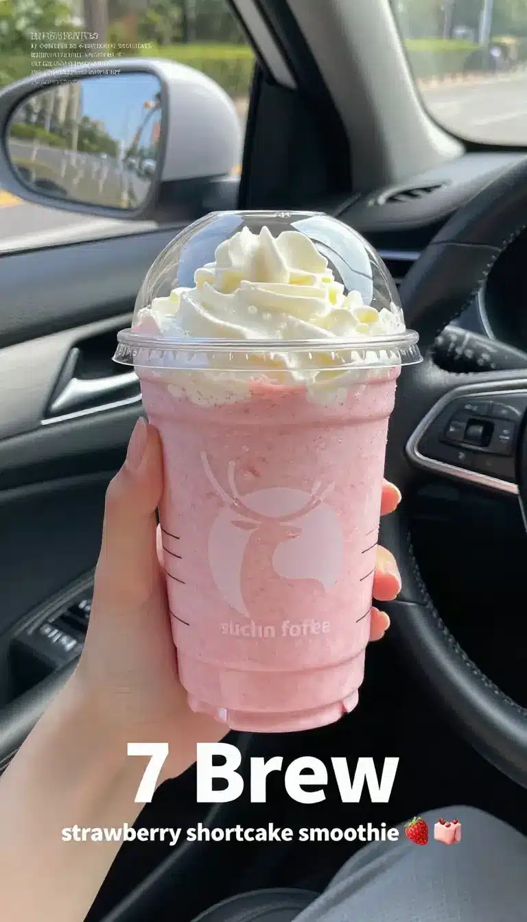 A refreshing coconut milk smoothie with tropical fruits and a straw