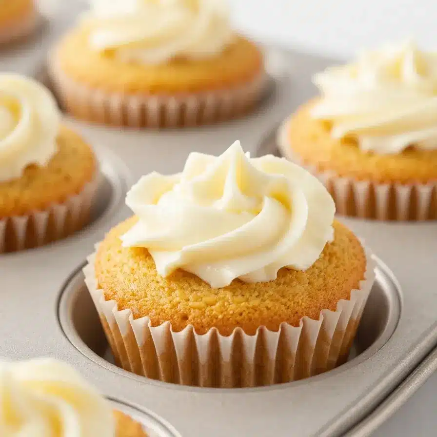 Freshly baked moist pumpkin cream cheese muffins with a soft golden crumb and creamy filling.