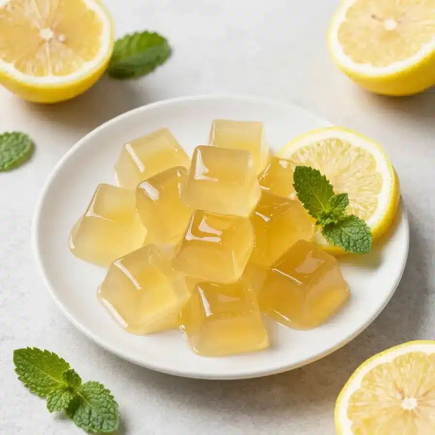 Viral Gelatin Snack That Stops Cravings Fast 5 A colorful gelatin snack served in a small glass bowl with fresh fruit, suggesting a quick craving-fighting treat.