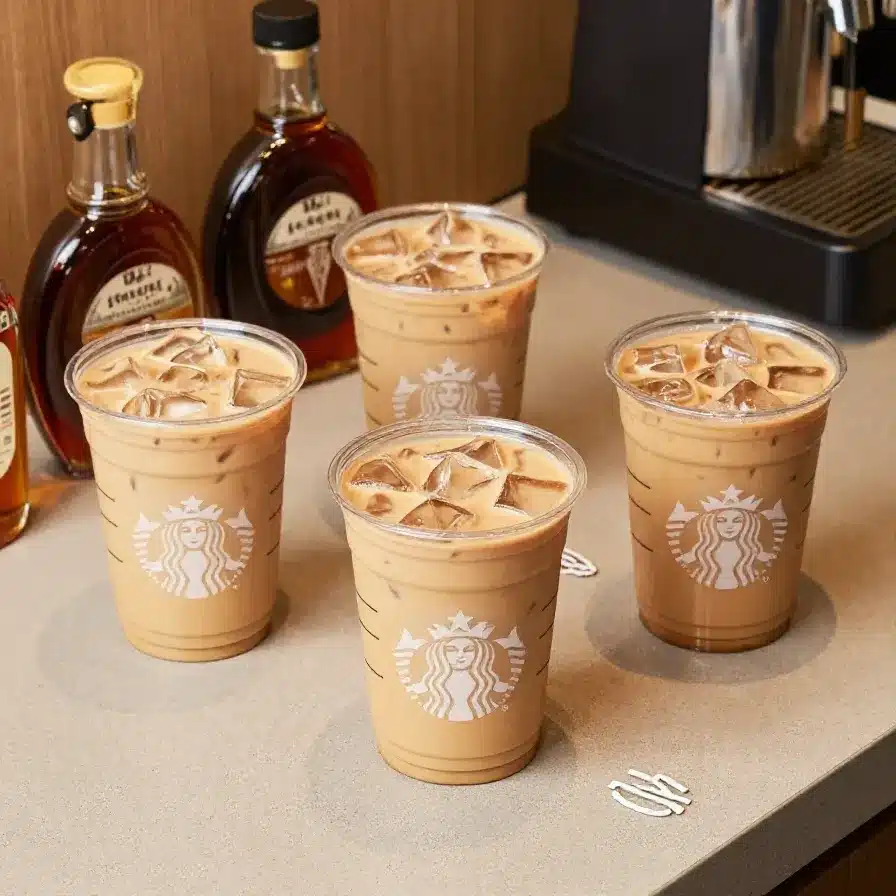 Starbucks-inspired iced chocolate drink topped with cold foam in a clear cup