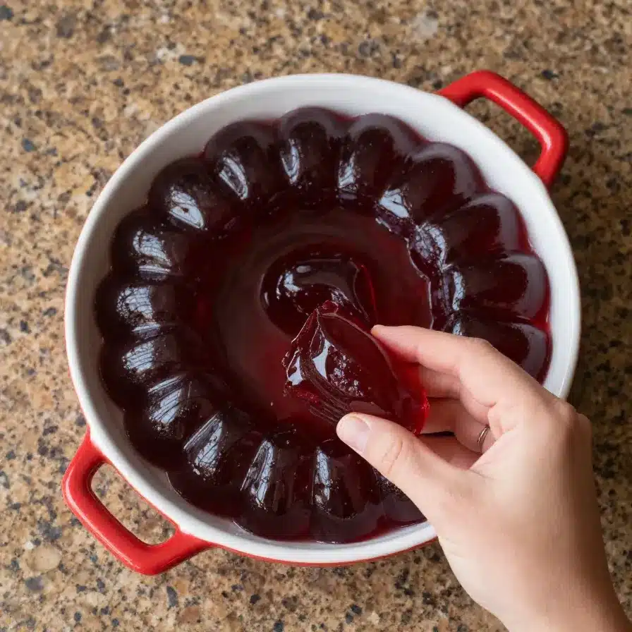 Gut Healing Jello 5 A bowl of gut healing jello made with gelatin and fresh fruit, served as a simple wellness dessert