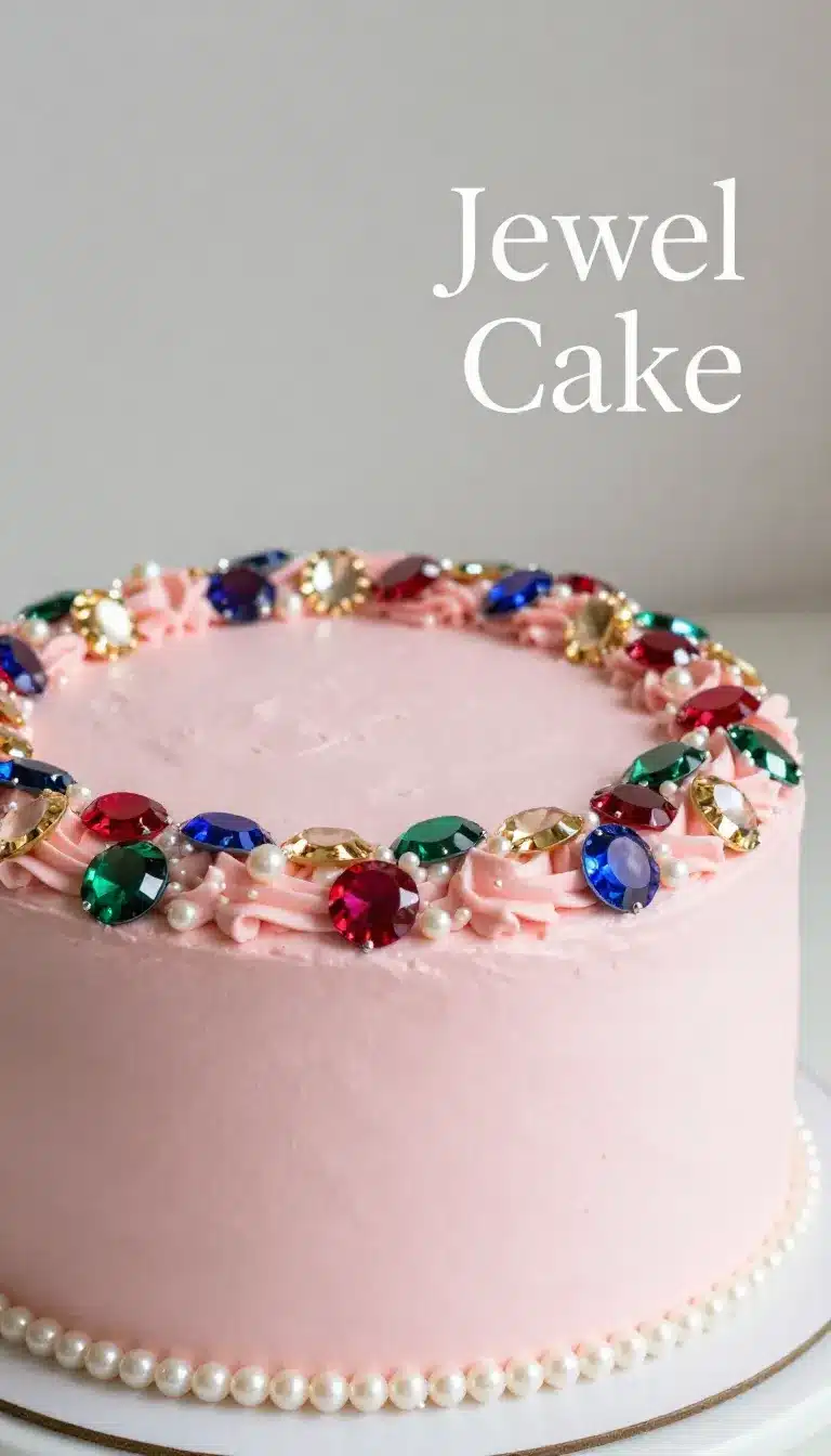 A sliced diamond cake with a glossy glaze and layered sponge on a white serving plate