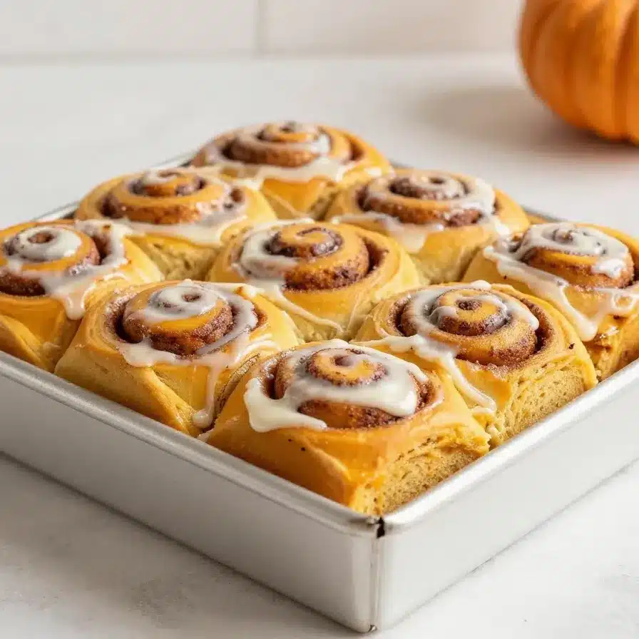 Pumpkin Cinnamon Rolls with Coffee Maple Frosting