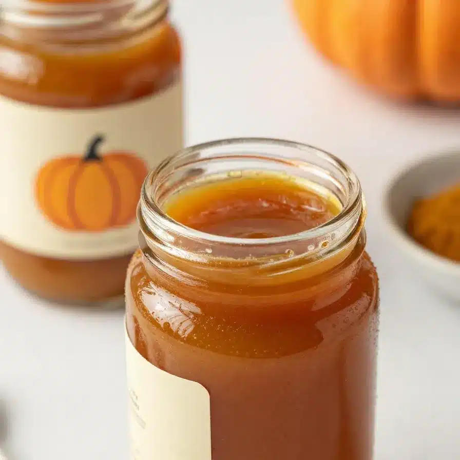 Pumpkin Spice Syrup Recipe With Condensed Milk 5 Homemade pumpkin spice syrup in a glass jar with condensed milk, cinnamon sticks, and pumpkin puree on a kitchen counter