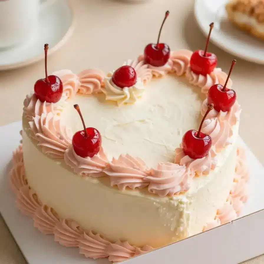 A decorated birthday cake with colorful frosting, lit candles, and festive sprinkles on a table