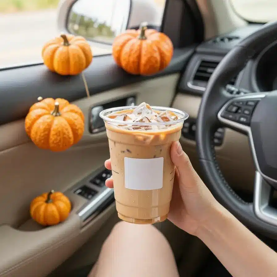 White Pumpkin Mocha Recipe 5 A creamy white pumpkin mocha topped with whipped cream and cinnamon in a clear glass mug