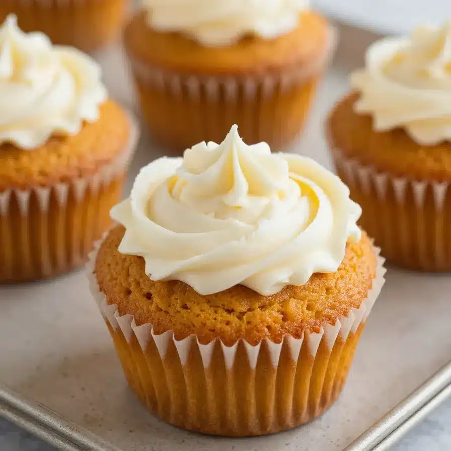 A plate of flourless pumpkin muffins topped with pumpkin seeds on a light wooden table