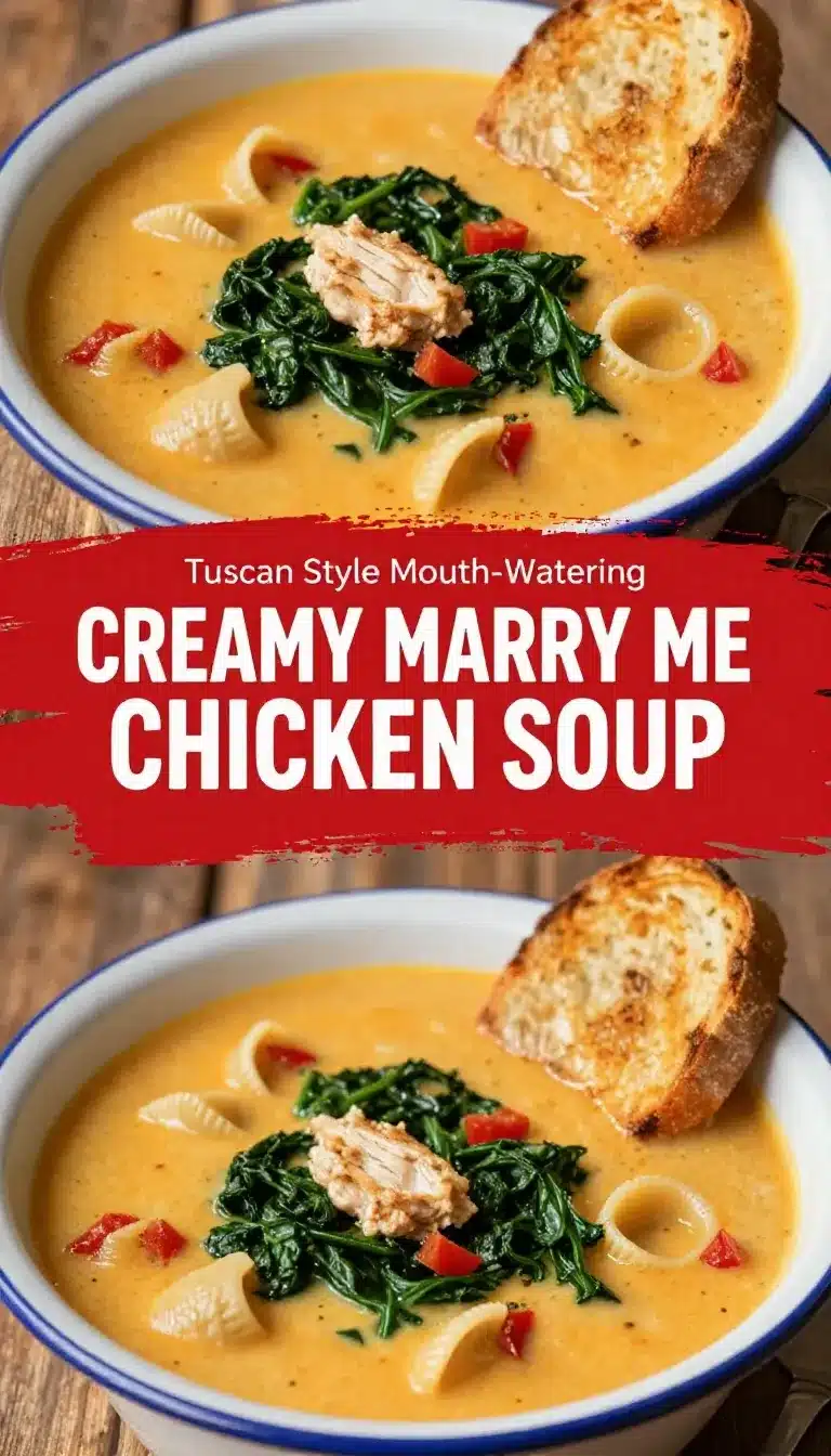 A creamy bowl of Marry Me Chicken Soup topped with fresh basil and grated Parmesan, served with crusty bread.