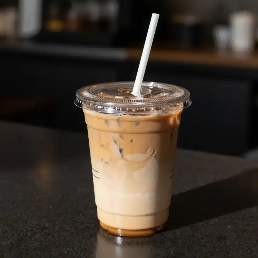 Iced Pumpkin Chai Latte with Pumpkin Cream Foam and Caramel Drizzle