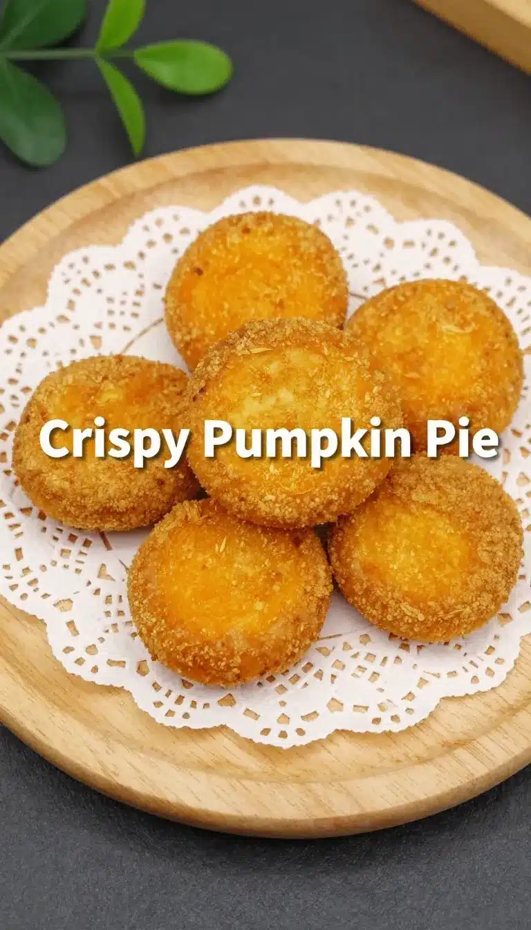 A golden brown pumpkin pie with a flaky crust sliced on a white plate, showing a creamy orange filling.