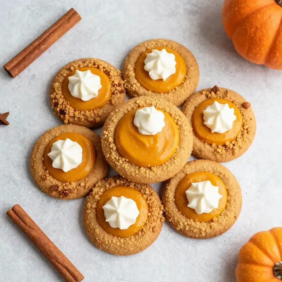 Fresh pumpkin muffins with a maple cream cheese filling, arranged on a plate