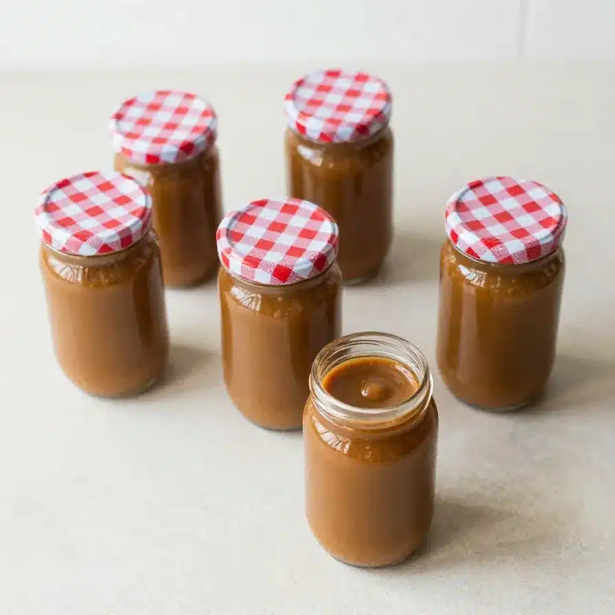 A glass bottle of pumpkin spice syrup beside cinnamon sticks, whole nutmeg, and fresh pumpkin on a wooden table
