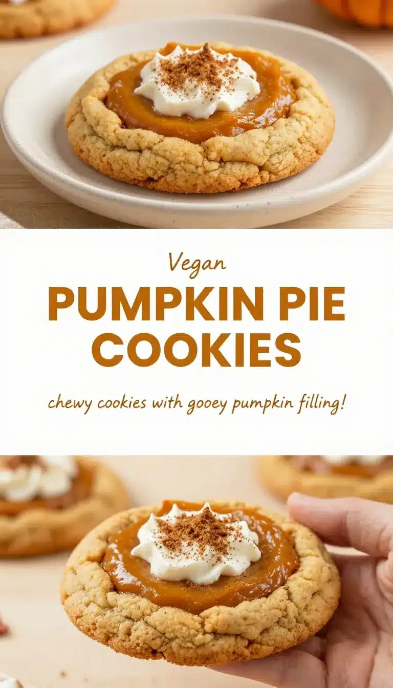 Homemade vegan pumpkin pie cookies dusted with cinnamon on a baking tray