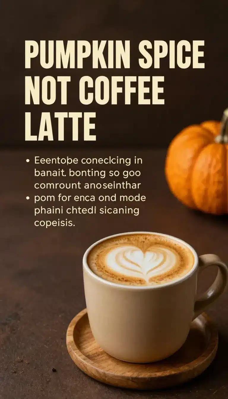 A cozy mug of pumpkin spice latte without coffee topped with whipped cream and cinnamon on a wooden table.
